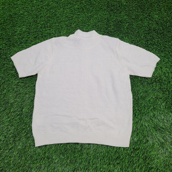 Vintage 90s MOD Sweater Womens Medium 20x23 White TanJay - Picture 4 of 12